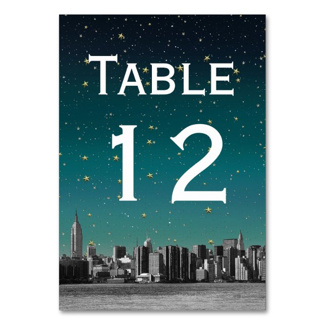 Numeração De Mesa NYC Wide Skyline Gradient Dusk Starry DIY BG (Frente)