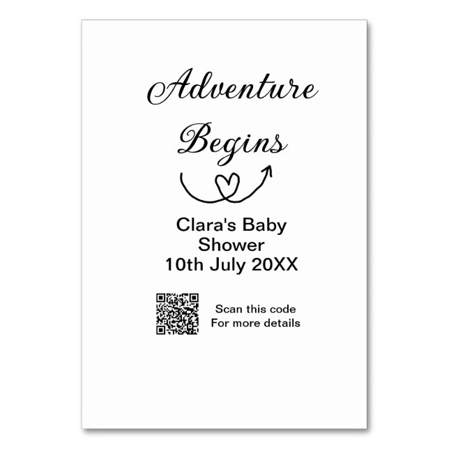 Numeração De Mesa O Adventure inicia a verificação do chá de fraldas (Frente)