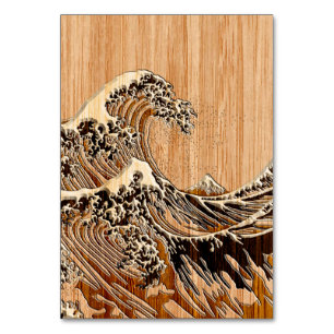 Numeração De Mesa O estilo de madeira de bambu da grande onda de