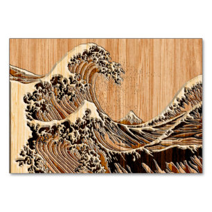 Numeração De Mesa O Excelente Hokusai Wave Bamboo Wood Style