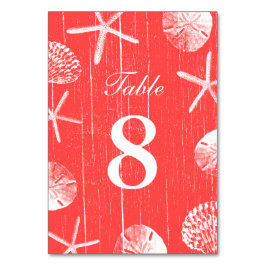 Numeração De Mesa O Tema Coral Red Beach Consegue Números de Tabela