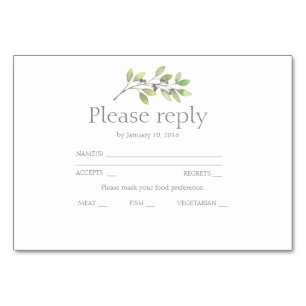 Numeração De Mesa O verde deixa o rsvp do convite do casamento