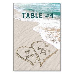 Numeração De Mesa Ocean Beach Hearts com Nomes