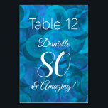 Numeração De Mesa Oceano Elegante Azul 80 e Festa de aniversário Inc<br><div class="desc">Elegante Ocean Blue 80 e Incrível número de tabela de Festa de aniversário Este é um número especial único de aniversário de arte Blue abstrato Ocean especialmente projetado para seus amigos que estão fazendo 80 anos e surpreendentes! Personalize este número de tabela com seu nome. Planeje sua festa com mais...</div>
