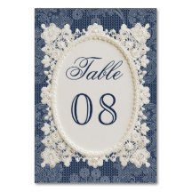 Old Money Navy Blue Ivory Doily Lace Wedding