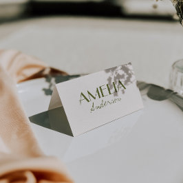 Numeração De Mesa Olive Green Ivory Old Money Wedding Place Cards   