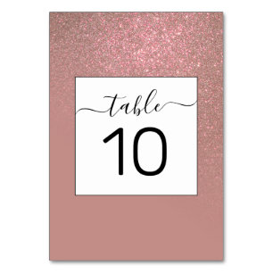 Numeração De Mesa Ómbre de gradiente de brilho Dourado Rosa Diagonal