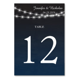 Numeração De Mesa Ombro azul n Luzes Recepção de casamento número da