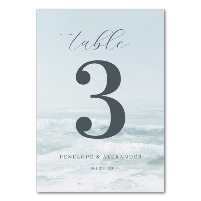 Numeração De Mesa Ondas Calmas do Oceano Azul (Frente)