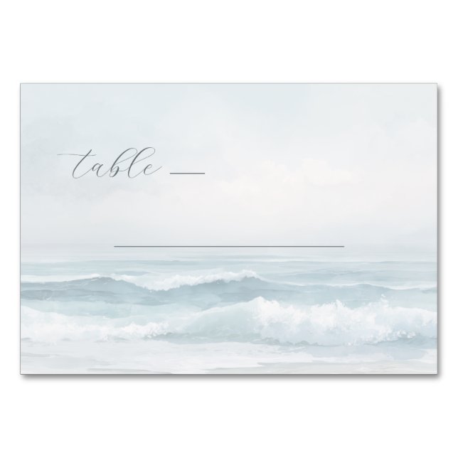 Numeração De Mesa Ondas de Aquarela Azul Tranquilo (Frente)