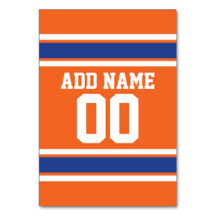 Numeração De Mesa Orange Blue Sports Jersey com nome e número
