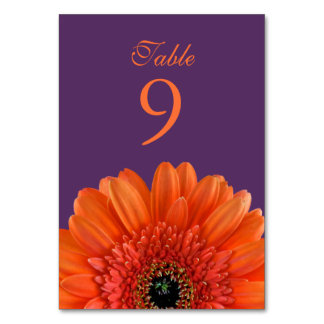 Numeração De Mesa Orange Gerbera Daisy Purple Wedding