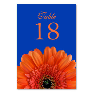 Numeração De Mesa Orange Gerbera Daisy Royal Blue Wedding