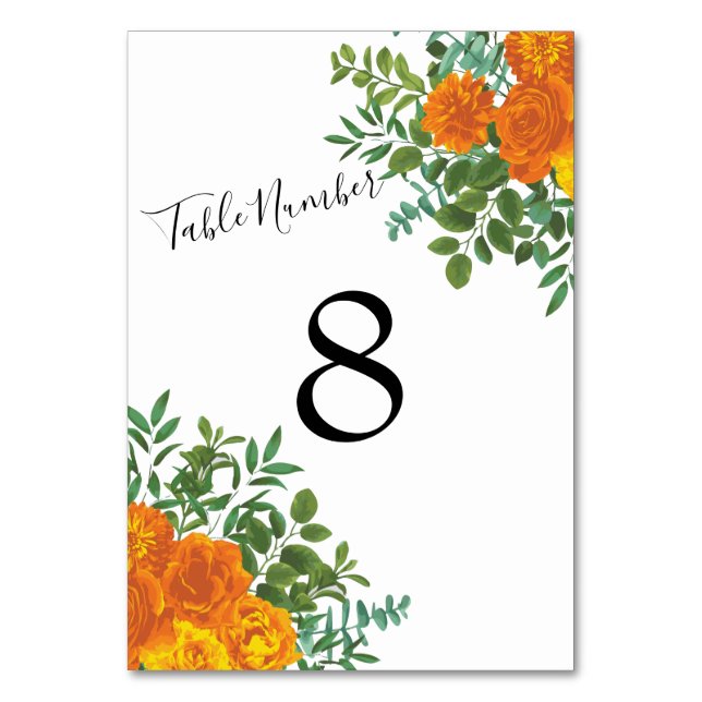 Numeração De Mesa Orange Rosa Wedding Floral Modern (Verso)