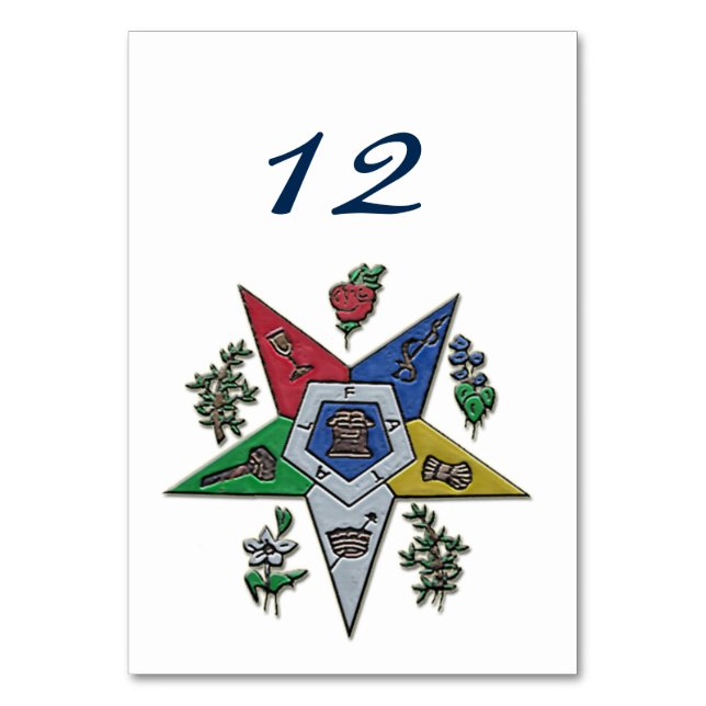 Numeração De Mesa Ordem Da Estrela Oriental (Verso)