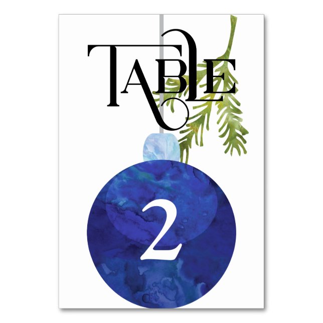 Numeração De Mesa Ornamento de Natal AzulRecepção de Casamento (Frente)
