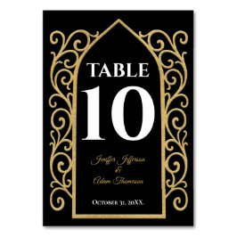 Numeração De Mesa Ornate border black and gold Gothic Wedding