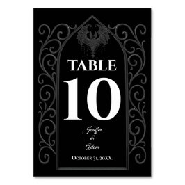 Numeração De Mesa Ornate border black and white Gothic Wedding