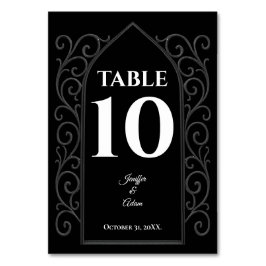 Numeração De Mesa Ornate border black and white Gothic Wedding
