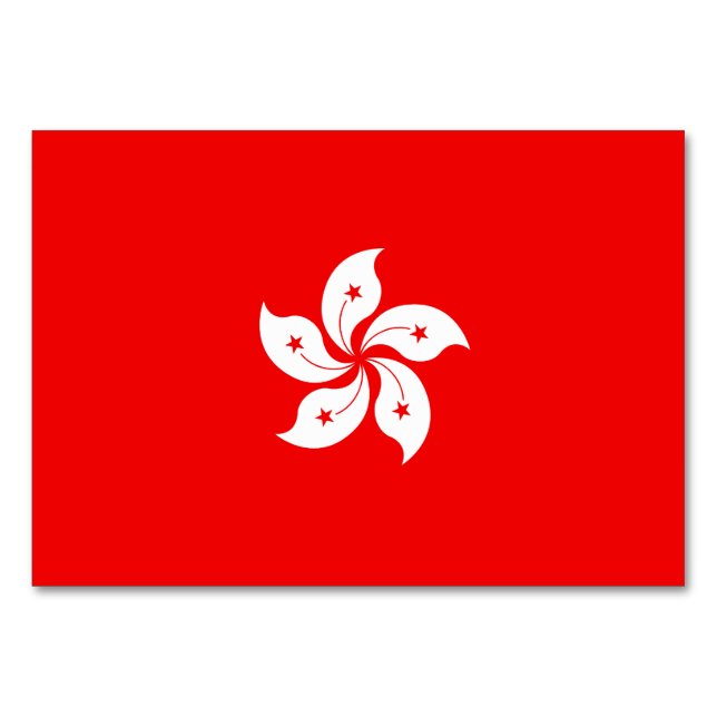 Numeração De Mesa Orquídea Branca da Bandeira de Hong Kong em Vermel (Frente)
