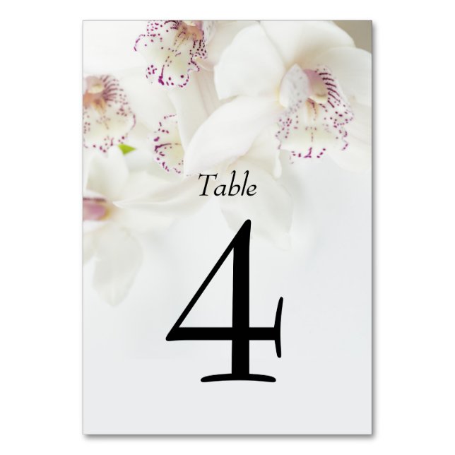 Numeração De Mesa Orquídeas Brancas e Roxas Elegantes | Casamento (Frente)