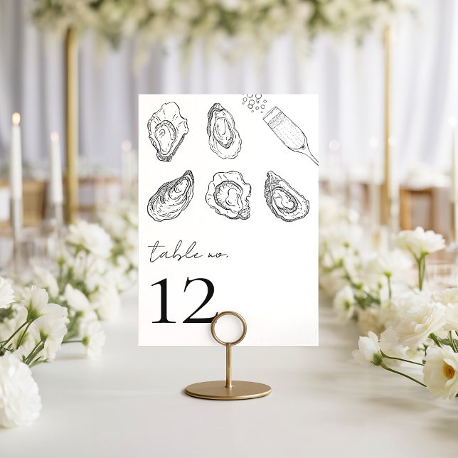 Numeração De Mesa Ostras Desenhadas Champanhe Frutos do Mar Mesa 12  (Criador carregado)