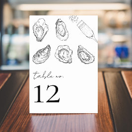Numeração De Mesa Ostras Desenhadas Champanhe Frutos do Mar Mesa 12