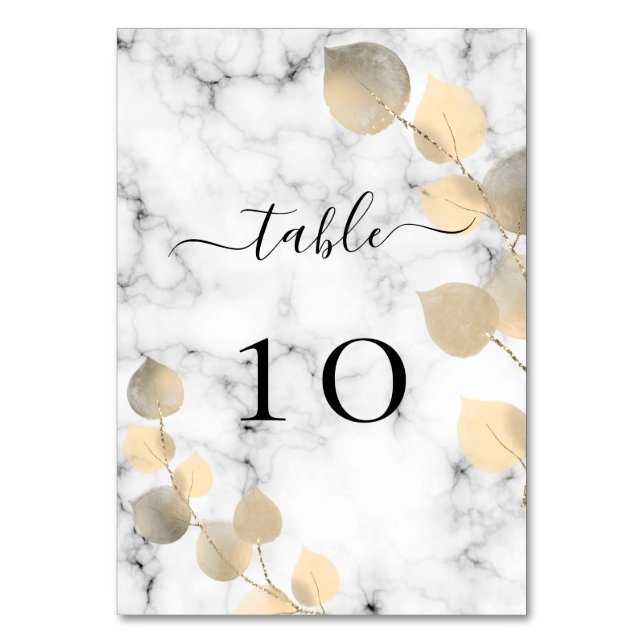 Numeração De Mesa Ouro de eucalipto casado elegante (Frente)