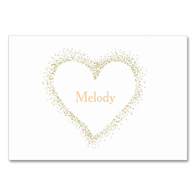 Numeração De Mesa Ouro - Mesa de Casamento de Coração Branco / Cartã (Frente)