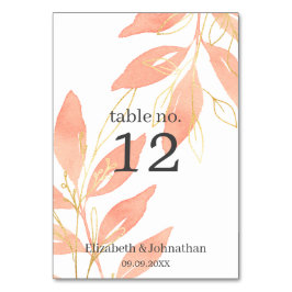 Numeração De Mesa Ouro Pêssego Recepção de casamento Floral de Aquar