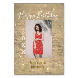 Numeração De Mesa Ouro reluzente feliz 15 de aniversário nome ano