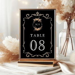 Numeração De Mesa Outono Crista Flor Silvestre Negra Casamento