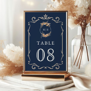 Numeração De Mesa Outono Flor Silvestre Selvagem Crista Azul-Marinho