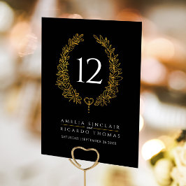 Numeração De Mesa Oval Wreath leaf gold white no casamento negro