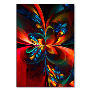 Numeração De Mesa Padrão Azul Laranja-Abstrato Floral Moderno #14