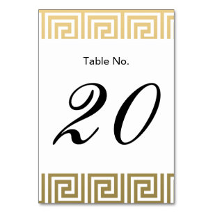 Numeração De Mesa Padrão-chave grego branco e Dourado elegante