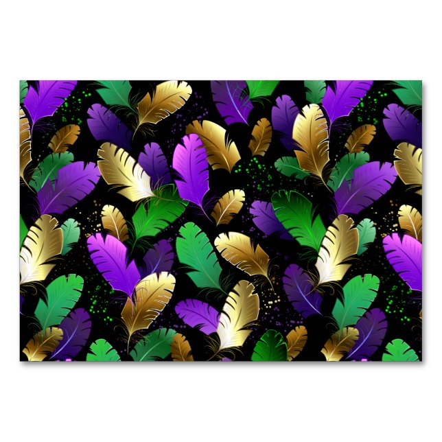 Numeração De Mesa Padrão contínuo com penas de Mardi Gras (Frente)