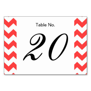 Numeração De Mesa Padrão Coral Red White Chevron