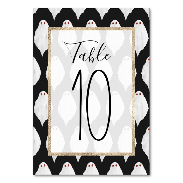 Numeração De Mesa Padrão de Aquarela do Assustador Branco Fantasmas (Frente)