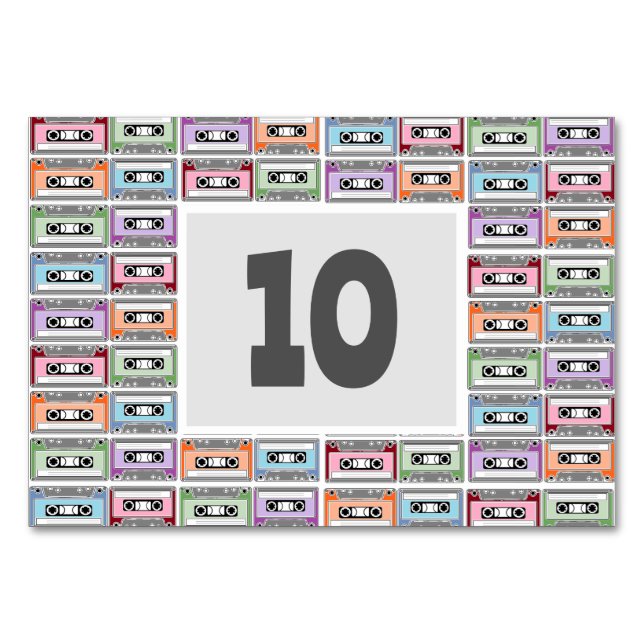 Numeração De Mesa Padrão de Fitas Cassete Retrô (Frente)