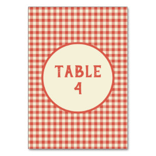 Numeração De Mesa Padrão de Quadro de Verificação Vermelho da Trendy
