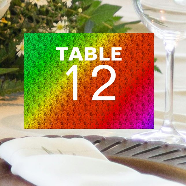 Numeração De Mesa Padrão Floral Arco-íris Casamento de Outono (Floral Pattern Rainbow Autumn Wedding Table Number)