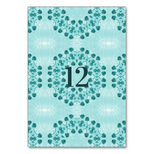 Numeração De Mesa Padrão Floral, Azul Teal