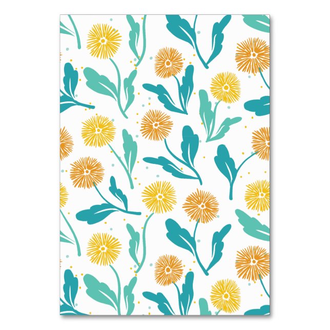 Numeração De Mesa Padrão Floral de Dandelion Amarelo - Inspirado na  (Frente)