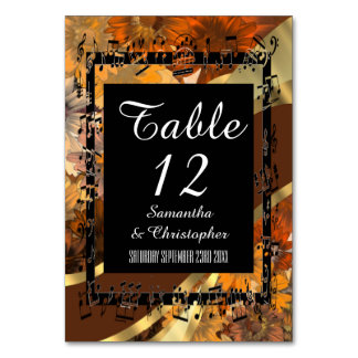 Numeração De Mesa Padrão floral do outono marrom personalizado