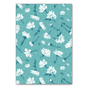 Numeração De Mesa Padrão Floral Elegante - Botânica Branca e Teal