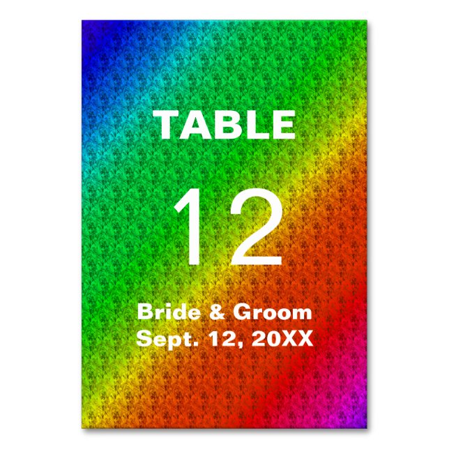 Numeração De Mesa Padrão Floral Rainbow Autumn Wedding (Frente)