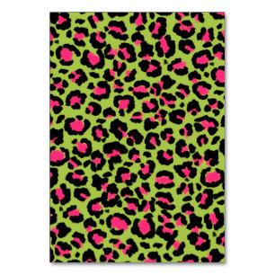 Numeração De Mesa Padrão-leopardo em framboesa no Verde limão