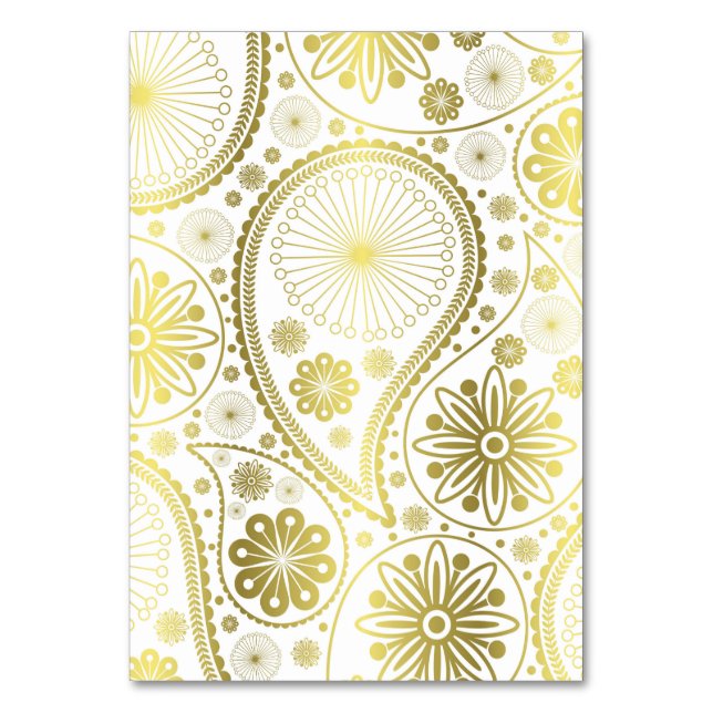 Numeração De Mesa padrão paisley Dourado (Frente)