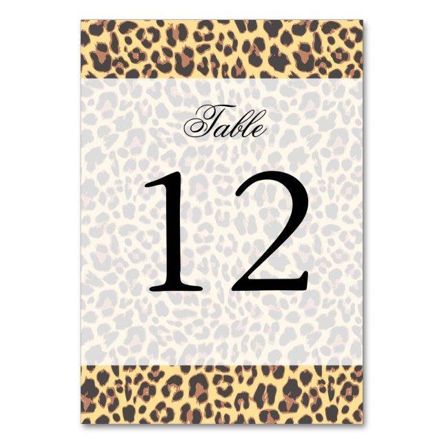 Numeração De Mesa Padrões de Pele de Animais Impressos do Leopard (Frente)